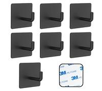 SSYR&P 8 Pack Rustproof Self Adhesive Hooks, Stainless Steel Wall Hook, 3M Strong Adhesive Hooks, no Drilling Required, Perfect for Behind Door,Kitchen,Bedroom,Bathroom (Black)