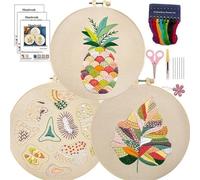SSYun Hand Embroidery Kit 3 Sets Starter Learn Different Stitches DIY Kits for Adults Includes Stamped Flower Pattern Color Threads Tools Art Projects for Adults(C7)