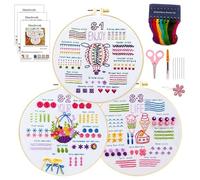 SSYun Hand Embroidery Kit 3 Sets Starter Learn Different Stitches DIY Kits for Adults Includes Stamped Flower Pattern Color Threads Tools Art Projects for Adults(C5)
