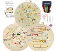SSYun Hand Embroidery Kit 3 Sets Starter Learn Different Stitches DIY Kits for Adults Includes Stamped Flower Pattern Color Threads Tools Art Projects for Adults(C8)