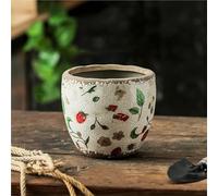 SSYun Welcome Planter Ceramic Flower Pots For Garden Plants And Succulents Distressed Cracked Glazed Front Patio Decor(Redxs,With hole)