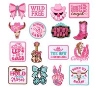 Ssyuysto 16PCS Pink Cowgirl Iron on Patches | Western Embroidered Appliques Cowboy Hat Boot Bow Horseshoe Trucker Hats Clothes Backpacks Jackets Jeans Country DIY Repair
