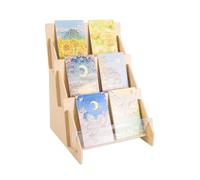 SSYYGET Greeting Card Display Stand, 3 Tier Postcard Display Stand, Portable Card Display Rack, Wooden Retail Display Holder, Magazine Organizer Rack (3 Tier)
