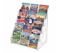 SSYYGET Greeting Card Display Stand, 3 Tier Postcard Display Stand, Portable Card Display Rack, Wooden Retail Display Holder, Magazine Organizer Rack (5 Tier - Acrylic)