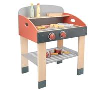 sszxmy Wooden Pretend Barbecue Grill Playset, Imaginative Play Toy | Montessori Toddler Pretend Cooking Toy, Kids Role-Playing Game