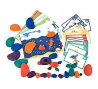 sszxmy Wooden Rainbow Pebbles And Activity Card Set Toy | River Pebble Balancing Toy, Toddler Color Sorting Toy
