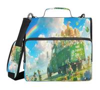 St 3 Ringing 1.5 inch School Zipper Binder with Handle Waterproof Portable Home Travel Storage Bag for Middle School