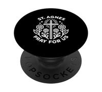 St. Agnes Pray For Us Floral Catholic Saint PopSockets Adhesive PopGrip
