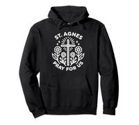 St. Agnes Pray For Us Floral Catholic Saint Pullover Hoodie
