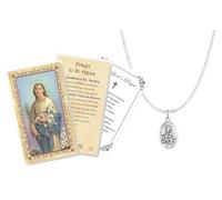 St Agnes Rome Necklace - St Agnes Prayer Card, The Lord's Prayer - St Agnes Necklace, Catholic Cards - Saint Agnes Necklace Patron Saint of Girls, Gardeners, Girl Scouts, Engaged Couples - 3 Items