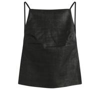 ST. Agni Women's Woven Leather Square Neck Top Black Medium