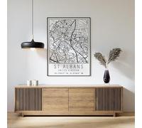 St Albans England City Street Map Print St Albans Wall Art Home decor Poster A3 Poster on Canvas - Wall Art Home Decor Movie Poster Canvas Film Cinema Retro Vintage Cult Classic Nostargic Saga Modern