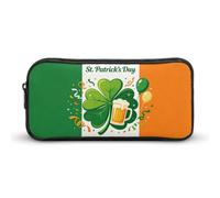 St and Patrick Day in Ireland Large Capacity Pencil Cases with Zippered Portable Pen Pouch Makeup Bag Office Supplies