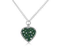 St And Patrick Day Shamrock Pet Ashes Necklace Heart Silver Classic Pet Pendant Memorials Funerary for Dog Cat Lover
