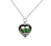 St And Patricks Day Cheers Fuckers Pet Ashes Necklace Heart Silver Classic Pet Pendant Memorials Funerary for Dog Cat Lover