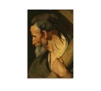St. Andrew Religious Portrait Print - Jacob Jordaens Baroque Art Featuring Bearded Saint with Cross Canvas Art And Wall Art Picture Print Modern Family Bedroom Decors Unframe 24x36inch(60x90cm)