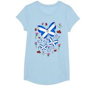 St Andrews Day idea for Kids & Scottish Thistle Butterflies T-Shirt, Girls, Baby Blue, Medium