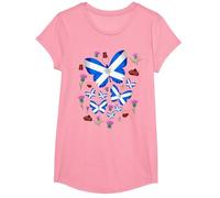 St Andrews Day idea for Kids & Scottish Thistle Butterflies T-Shirt, Girls, Pink, Medium