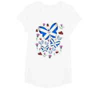 St Andrews Day idea for Kids & Scottish Thistle Butterflies T-Shirt, Girls, White, Medium