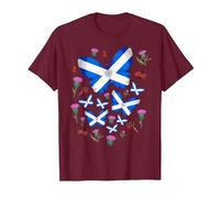 St Andrews Day idea for Kids & Scottish Thistle Butterflies T-Shirt, Men, Burgundy, Medium