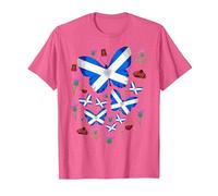 St Andrews Day idea for Kids & Scottish Thistle Butterflies T-Shirt, Men, Pink Heather, Medium