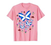 St Andrews Day idea for Kids & Scottish Thistle Butterflies T-Shirt, Men, Pink, Small