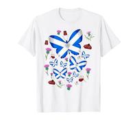 St Andrews Day idea for Kids & Scottish Thistle Butterflies T-Shirt, Men, White, Small