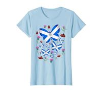 St Andrews Day idea for Kids & Scottish Thistle Butterflies T-Shirt, Women, Baby Blue, Medium