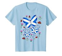 St Andrews Day idea for Kids & Scottish Thistle Butterflies T-Shirt, Youth, Baby Blue, Large