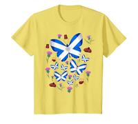 St Andrews Day idea for Kids & Scottish Thistle Butterflies T-Shirt, Youth, Lemon Yellow, Small