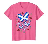 St Andrews Day idea for Kids & Scottish Thistle Butterflies T-Shirt, Youth, Pink Heather, Small
