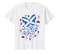 St Andrews Day idea for Kids & Scottish Thistle Butterflies T-Shirt, Youth, White, Large