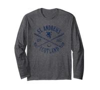 St. Andrews Scotland Crossed Clubs Est. 1552 Navy Ink Aged Long Sleeve T-Shirt