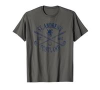 St. Andrews Scotland Crossed Clubs Est. 1552 Navy Ink Aged T-Shirt