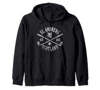 St. Andrews Scotland Crossed Clubs Est. Clubs Distressed Zip Hoodie