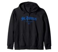 St. Andrews Scotland Rampant Lion Gothic Aged Blue Print Zip Hoodie