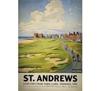 St. Andrews Scotland Travel Poster - A4 Wall Art, Wanderlust Print, Inspirational World Map, Vintage City, Retro Poster, Home Decor for Living Room, Office, Gift Idea for Travel Lovers