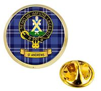 St Andrews Scottish Clan Crest Lapel Pin Badge in Gold Colour Product Of Scotland