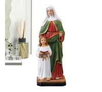St Anna Figurine - Resin Saint Anna and Blessing Statue, Religious Decorative Table Piece | Handmade Catholic Statue Home Decor Religious Figurine Statue for St. Anne's Prayer and Meditation Wearing a