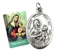St Anne Medal Set Italian Metal Medallion Laminated Prayer Card Catholic