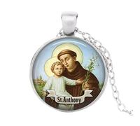 St Anthony Logo Pendant Necklace Art Handmade Vintage Bronze Chain Choker Statement Necklace Women Jewelry