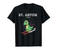 St Anton Tirol Austria Retro Ski T-Rex T-Shirt
