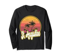 St. Augustine Florida Beach Retro Sunset Long Sleeve T-Shirt
