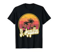 St. Augustine Florida Beach Retro Sunset Value Graphic T-Shirt, Men, Black, L