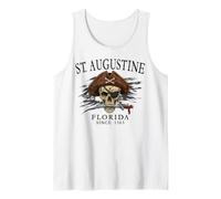 St. Augustine Florida Pirate Skull Since 1565 Black Tank Top