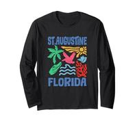 St. Augustine Florida Retro Beach Vibes Alligator Palm Tree Long Sleeve T-Shirt