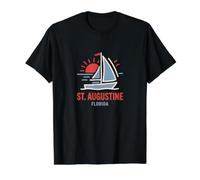 St Augustine Florida Sailboat Sunset Design Value Graphic T-Shirt, Men, Black, M