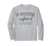 St. Augustine Florida Shark Fishing Retro Black Letters Long Sleeve T-Shirt