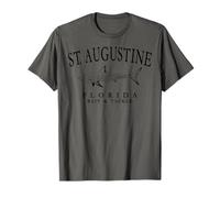 St. Augustine Florida Shark Fishing Retro Black Letters T-Shirt