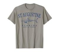 St. Augustine Florida Shark Fishing Retro Navy Blue Letters T-Shirt